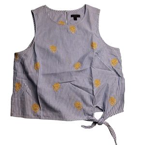 J Crew Pineapple Stripe Tie Hem Sleeveless Top SZ 14